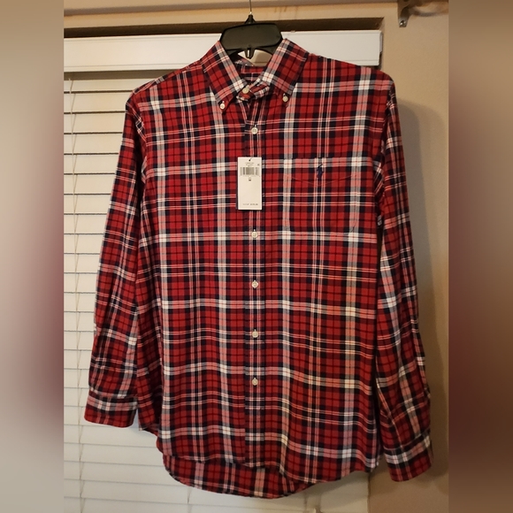 SOLD! $125 Polo Ralph Lauren Classic Fit Plaid Oxford Shirt  - Med - Red & Navy! - Picture 3 of 12